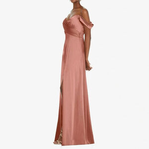 Dessy Collection OFF-THE-SHOULDER FLOUNCE SLEEVE EMPIRE WAIST GOWN